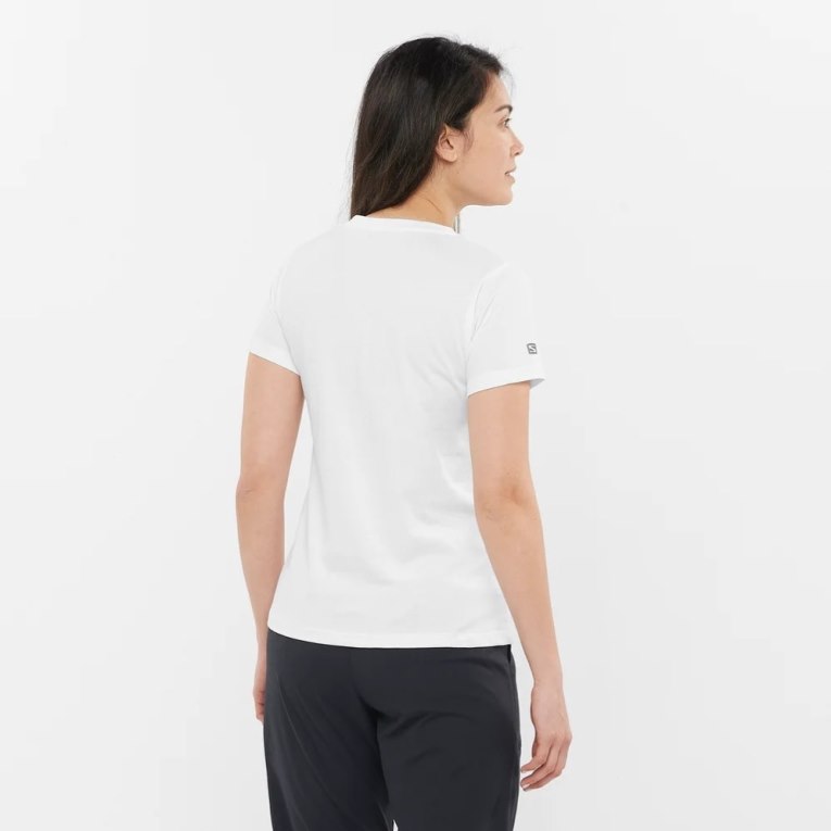 White Salomon Outlife Big Logo Short Sleeve Women's T-Shirts | IE JN4792